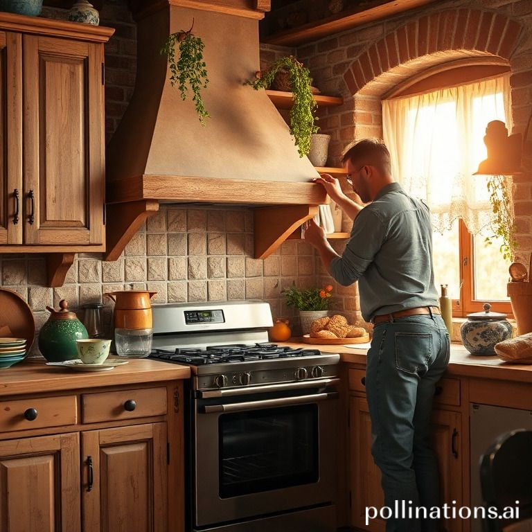 Installing the gas stove in a rustic decor