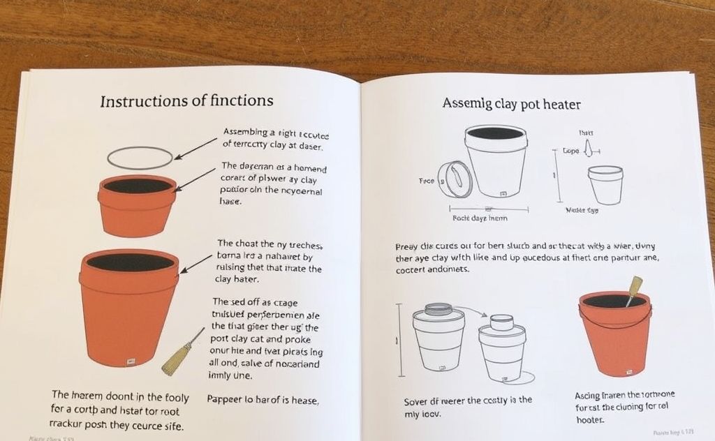 Instructions for assembling a terracotta clay pot heater.