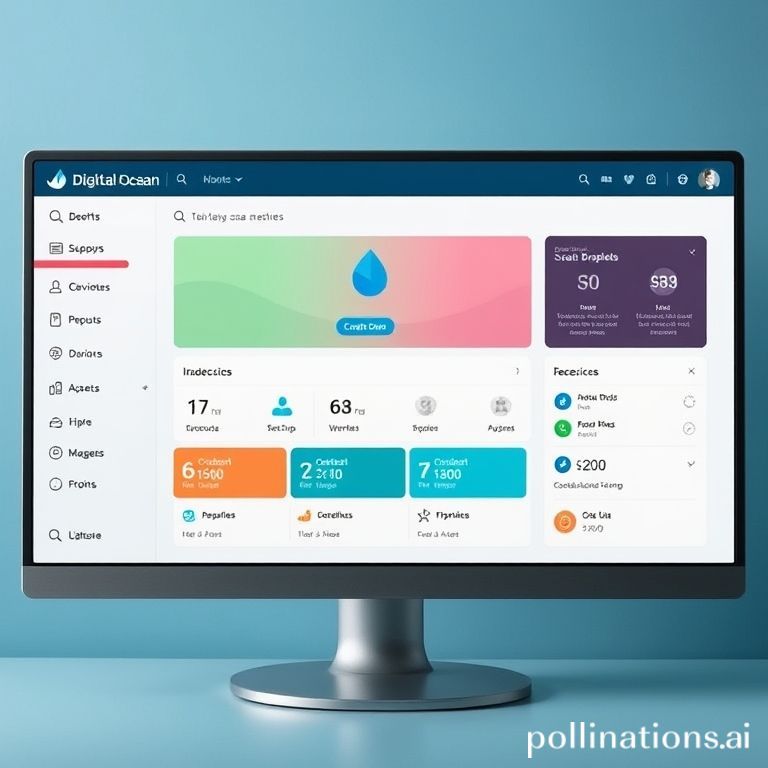 Painel de controle intuitivo da DigitalOcean exibindo recursos e opções de criação de Droplet.