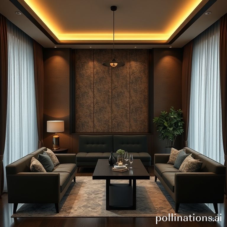 Interior ruang tamu Depok dengan gorden blackout elegan