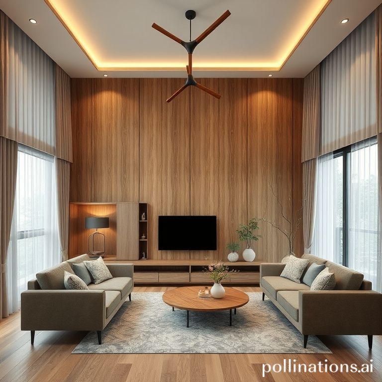 Interor ruang tamu modern kayu hangat Bandung