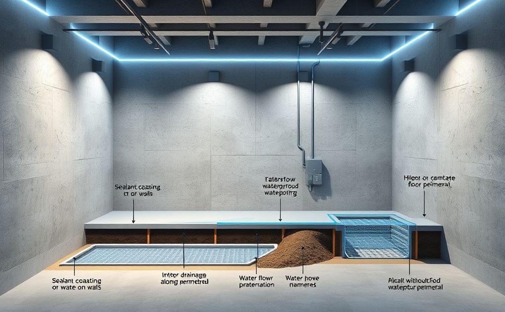 Interior waterproofing methods for basements
