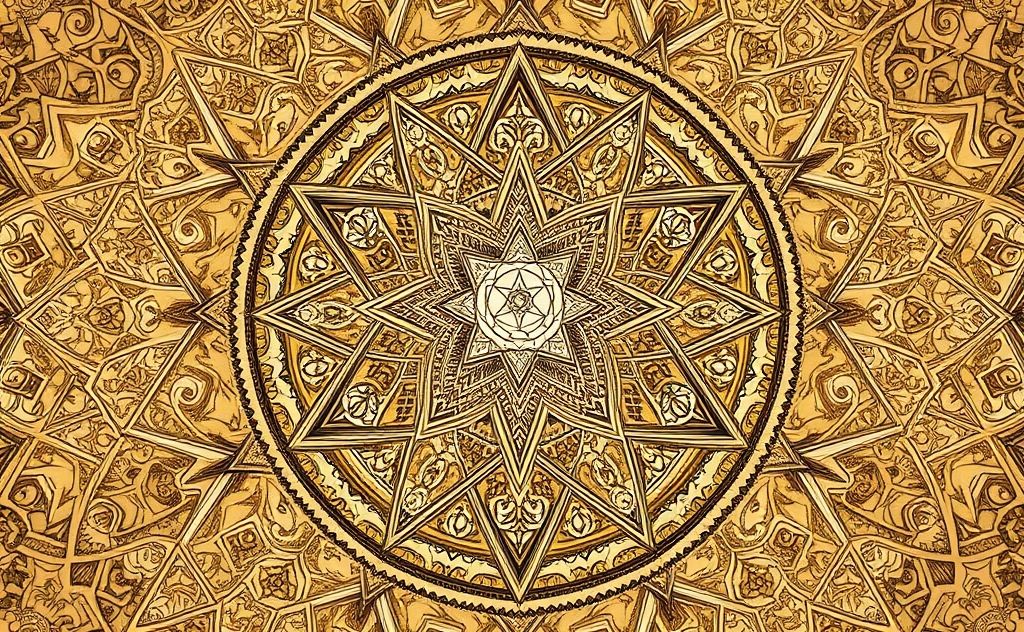 Intricate sacred geometry patterns symbolizing spiritual growth.