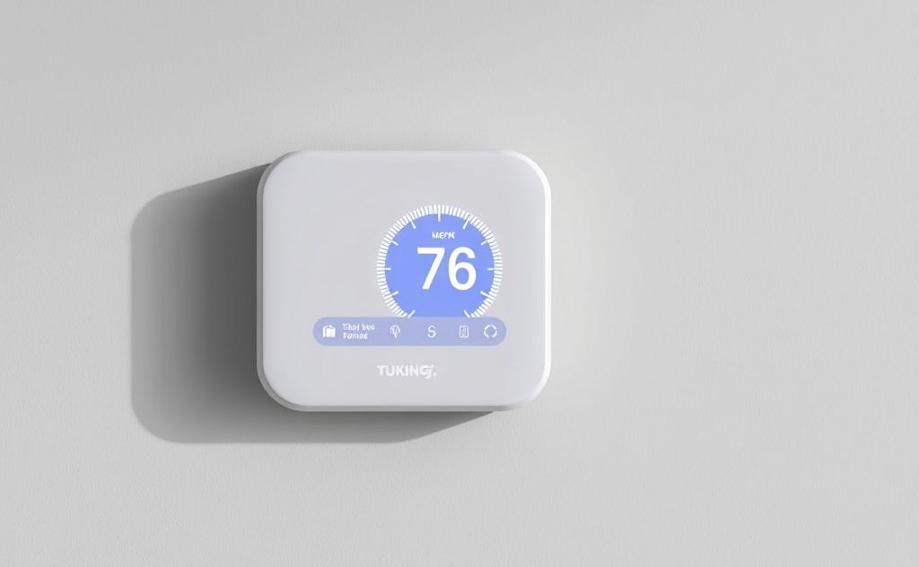 IoT smart thermostat with sleek design and features