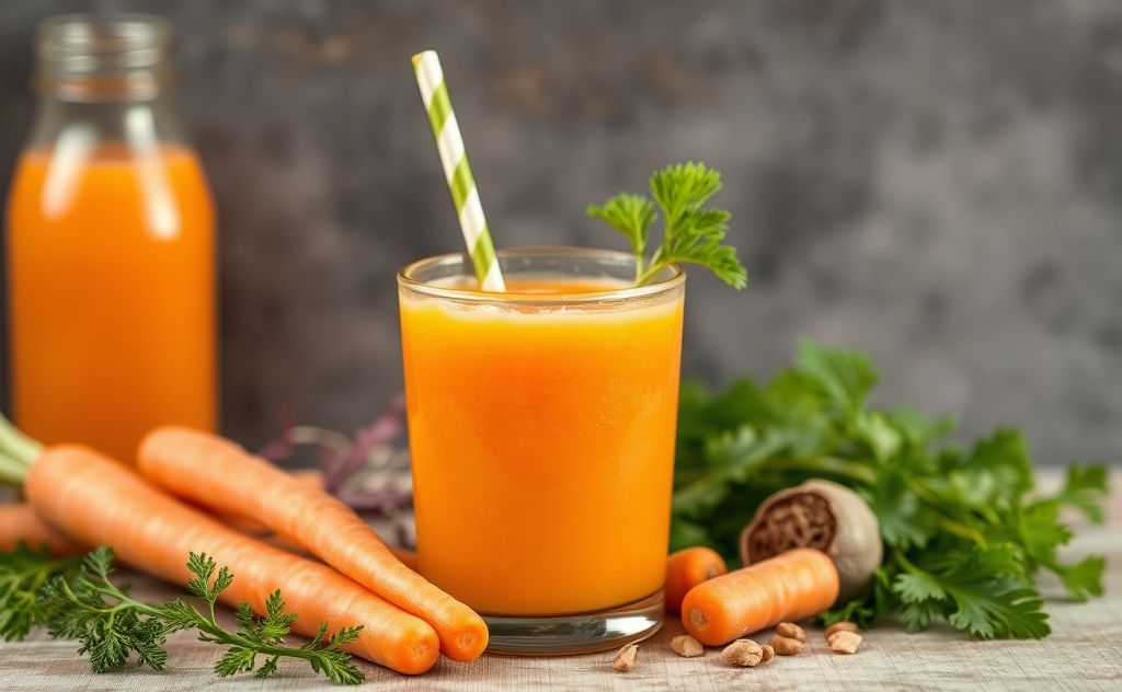 Jamaican carrot juice with fresh ingredients