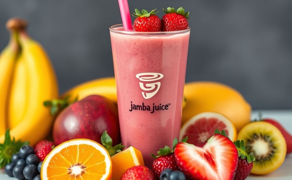 Jamba Juice with fresh fruit in a vibrant smoothie