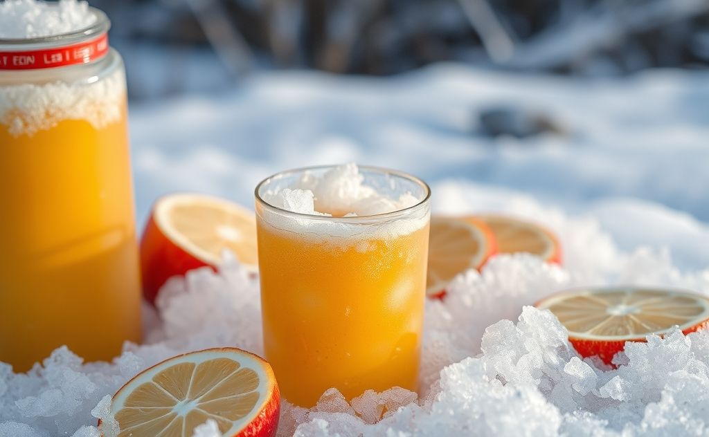 Juice freezing in a frosty environment