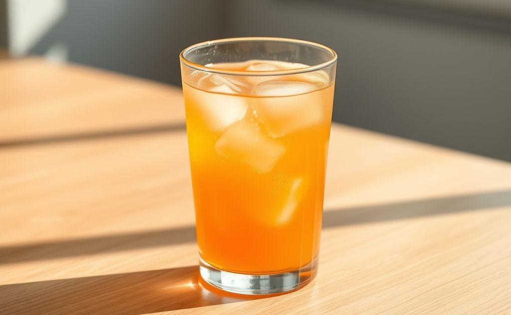 Juice with artificial sweeteners in a clear glass