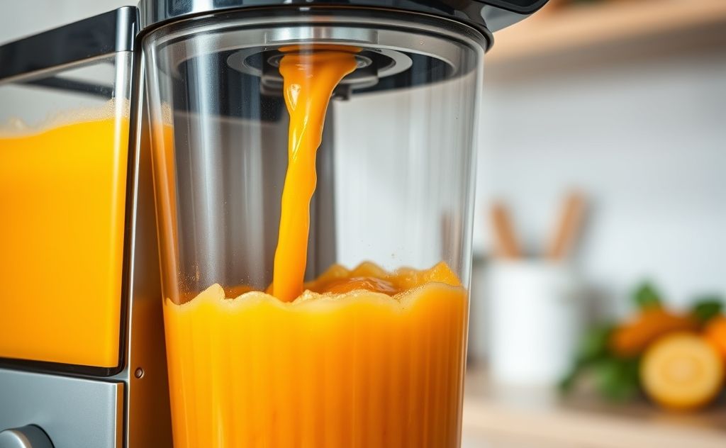 Juicer with pulp and juice separation in focus