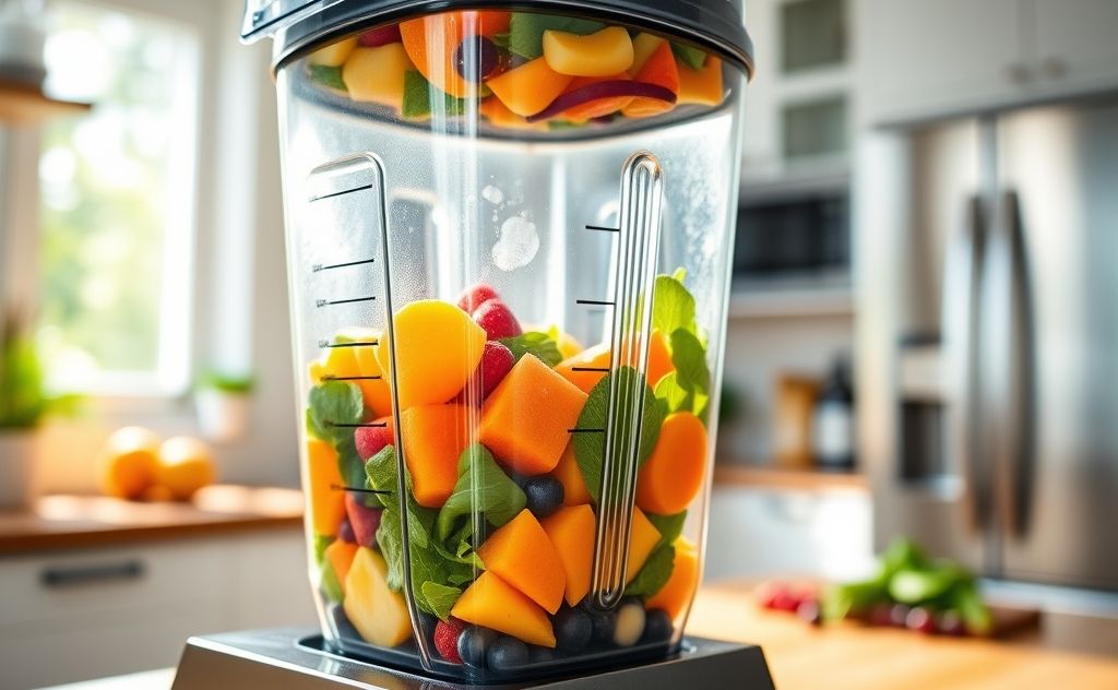 Juicing fresh fruits and veggies with a Vitamix