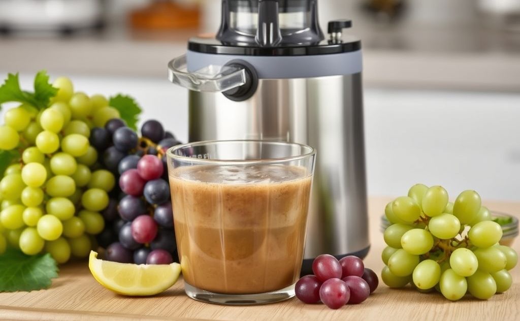 Juicing fresh grapes with a Breville juicer