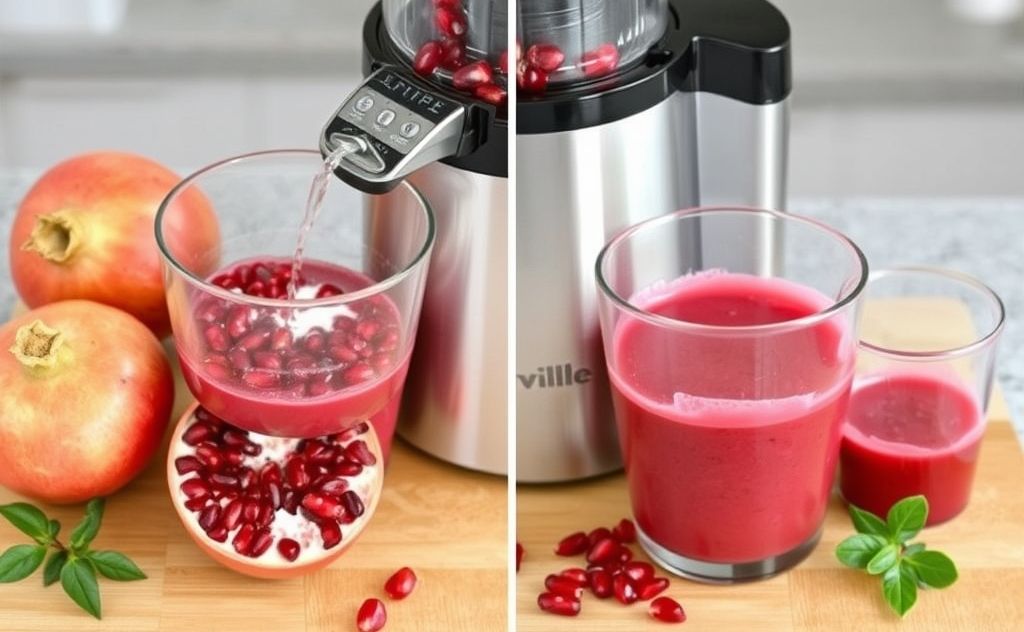 Juicing pomegranate with Breville juicer method
