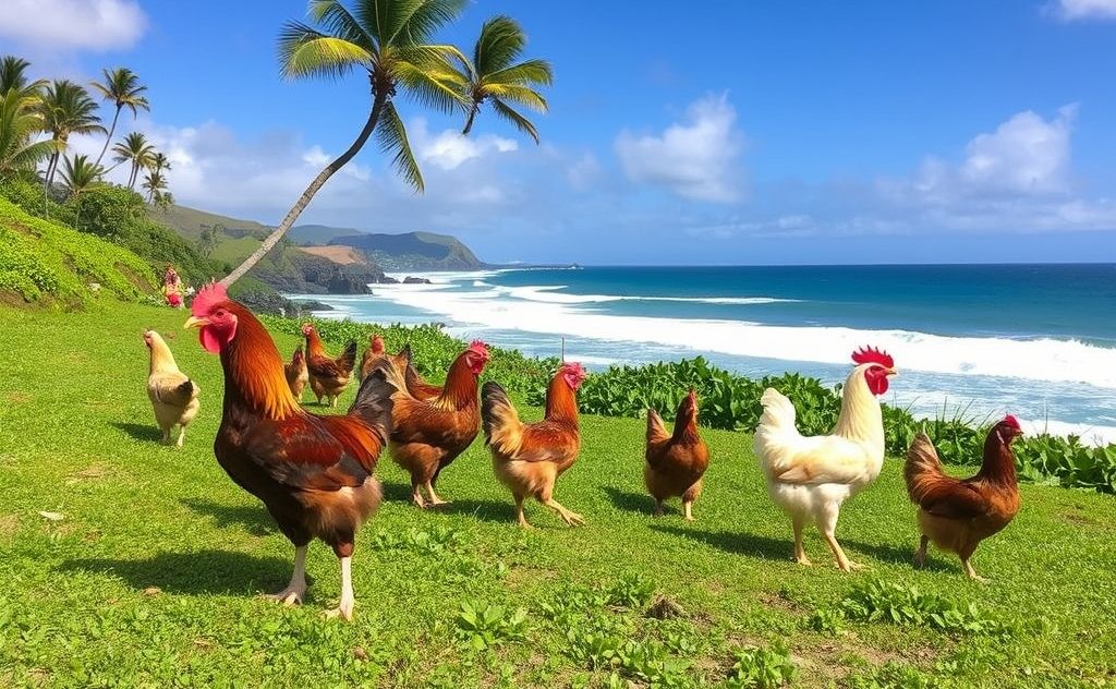 Kauai chickens roam freely everywhere