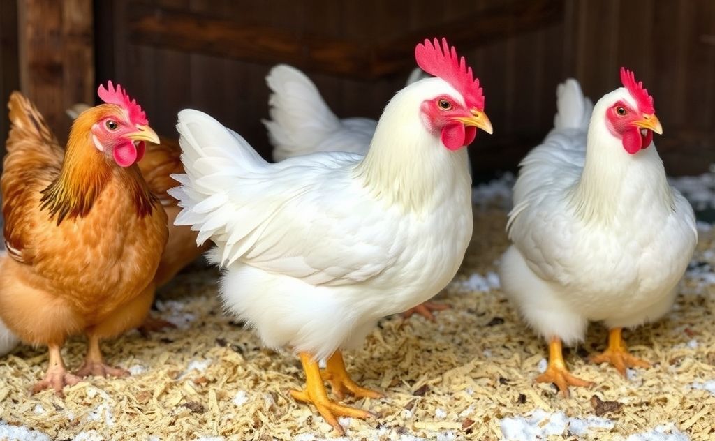 Keep chickens warm with bedding and heat sources