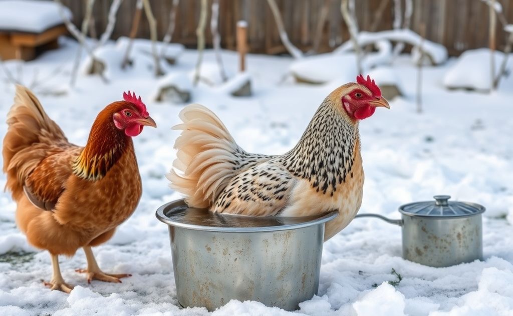Keep chickens' water from freezing in winter
