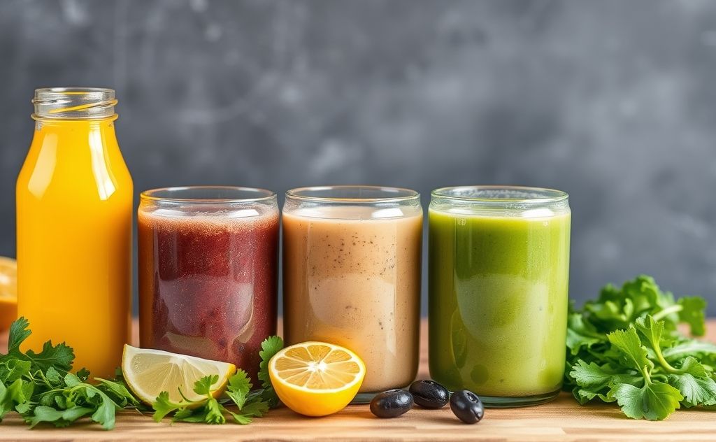 Keto juices with fresh greens and low carbs