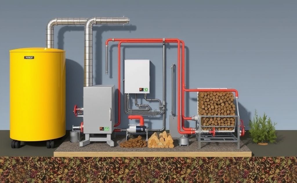 Key components of a biomass heating system