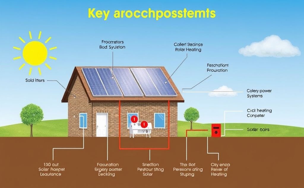 Key components solar heating systems diagram