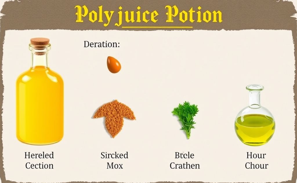 Key ingredients Polyjuice Potion duration 1 hour