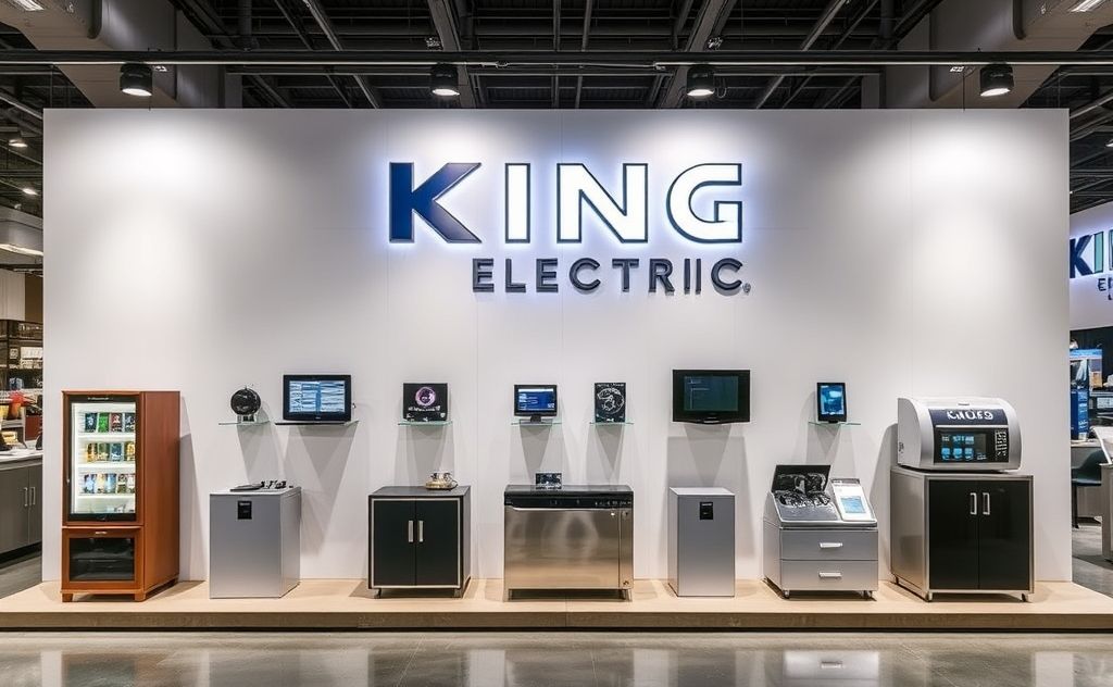 King Electric product line display with logo