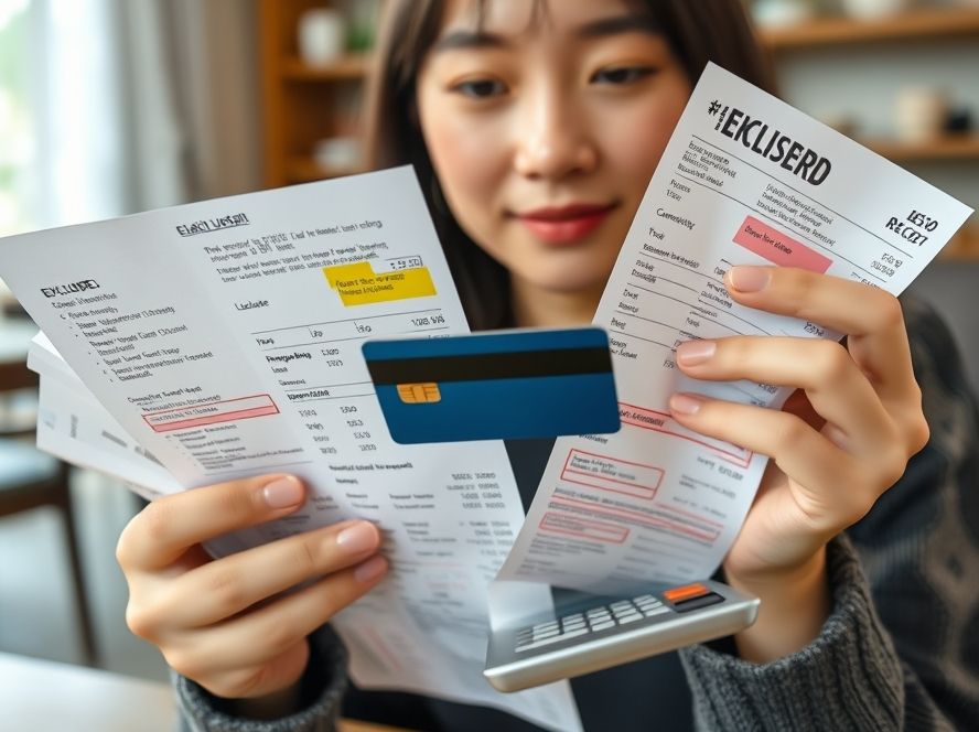 카드 실적 인정/제외 항목을 구분하며 혼란스러워하는 모습