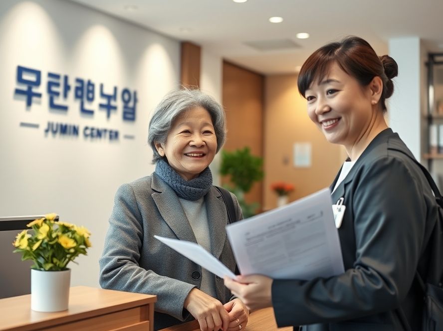 어르신이 정부 혜택을 안전하게 신청하는 모습을 담은 대표 이미지