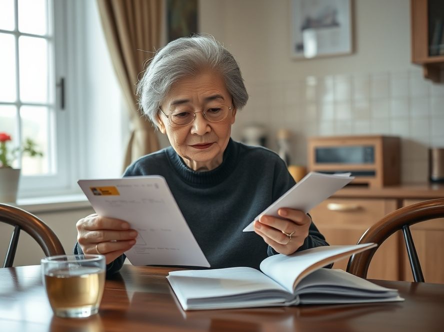 어르신이 신분증과 필요한 서류를 꼼꼼히 챙기는 모습