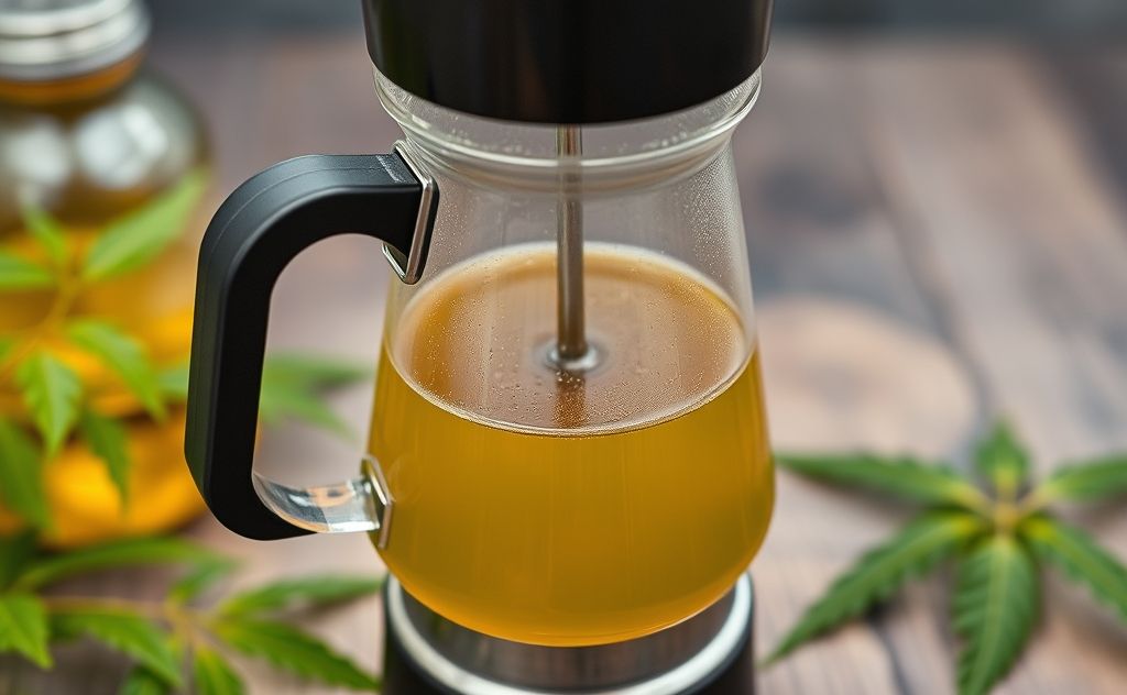 Kratom tea brewing in a coffee pot setup