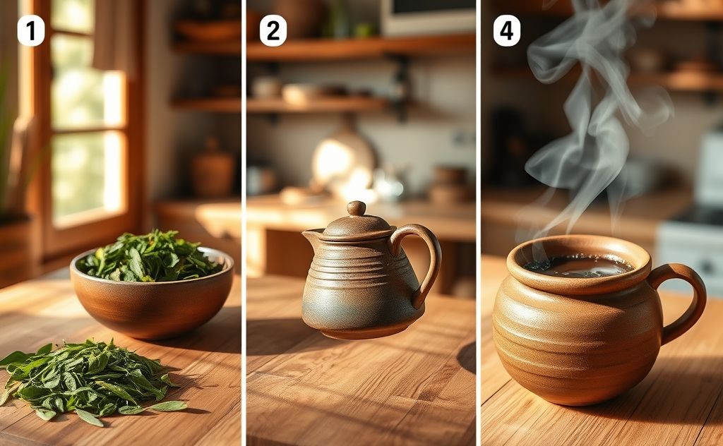 Kratom tea preparation with crushed leaves steps