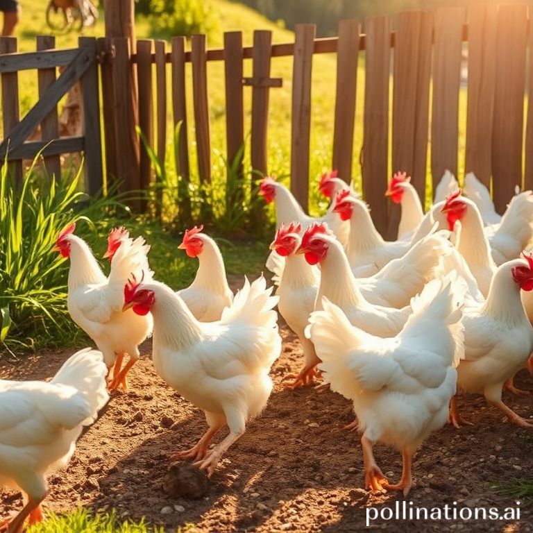 Leopard Leghorn chickens