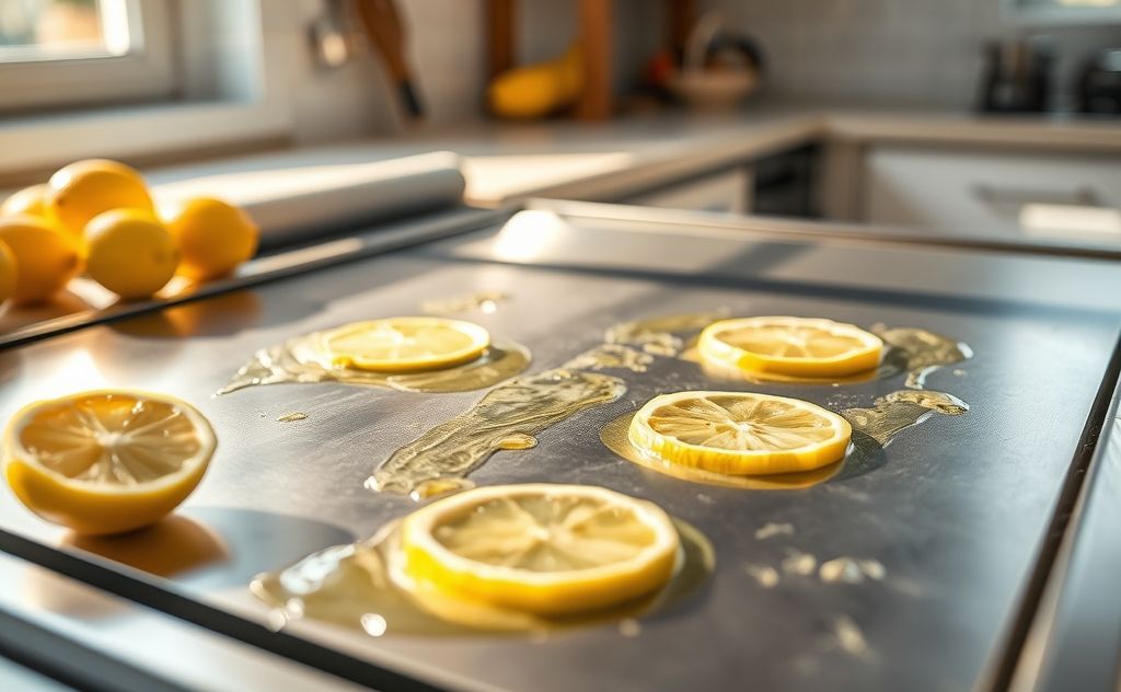 Lemon juice cleaning method for flat top grill