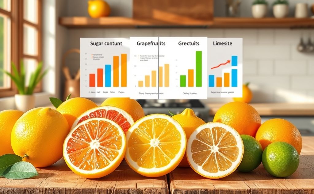 Lemon juice sugar content compared to citrus fruits