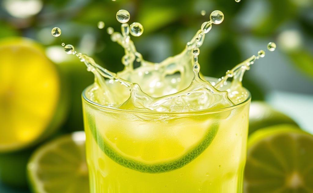 Lime juice in vibrant green hues