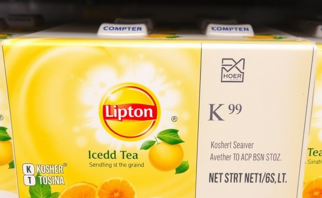 Lipton Iced Tea packaging with kosher symbols