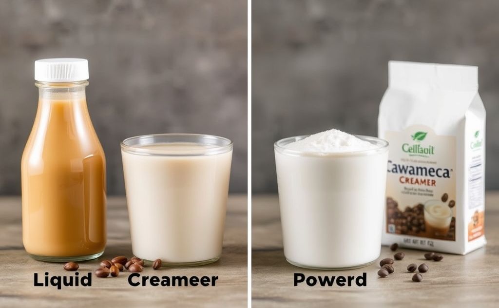 Liquid and powdered creamer for coffee options