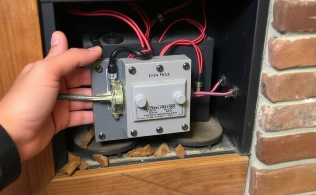 Locate the fuse in an electric fireplace setup