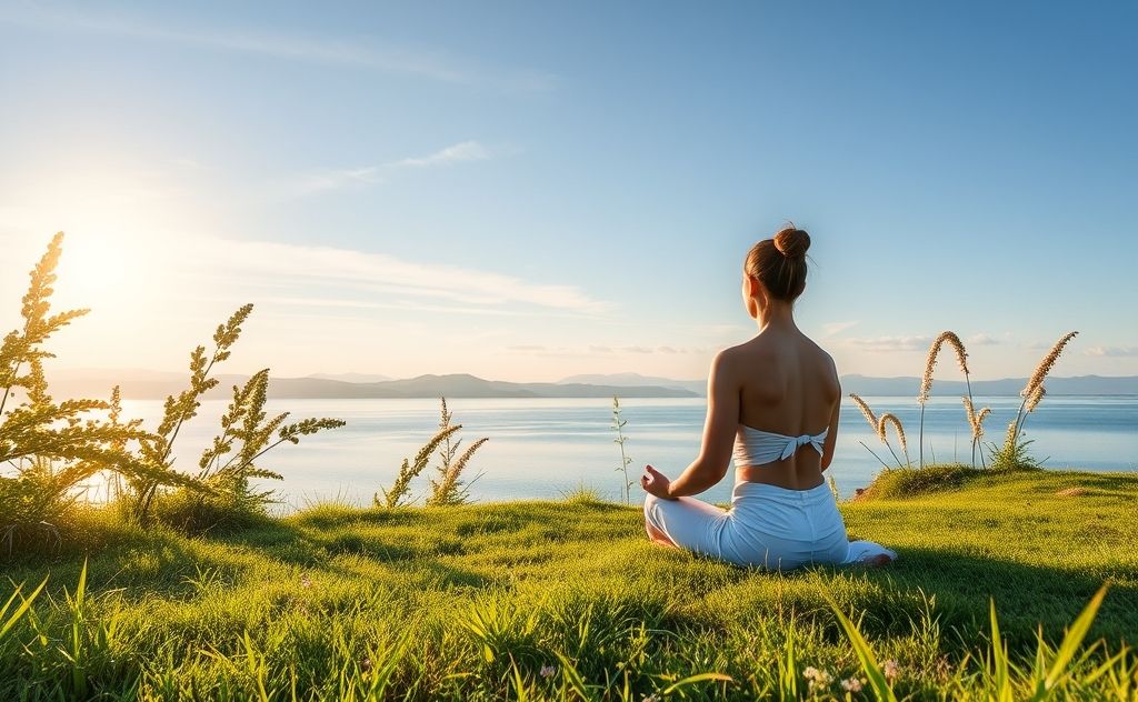 Loving kindness chakra meditation in serene nature