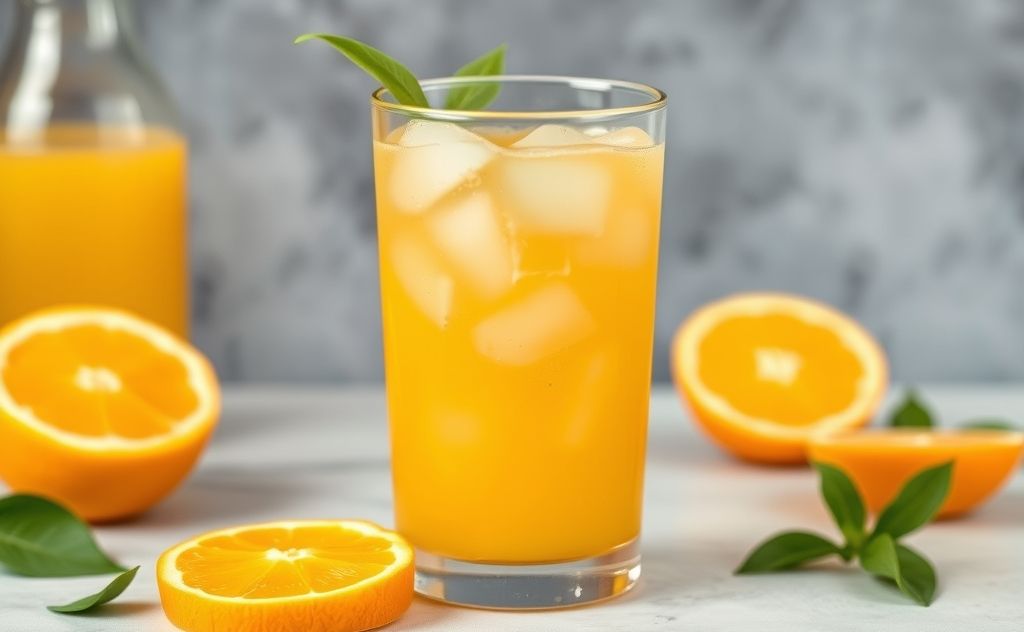 Low carb orange juice in a refreshing glass