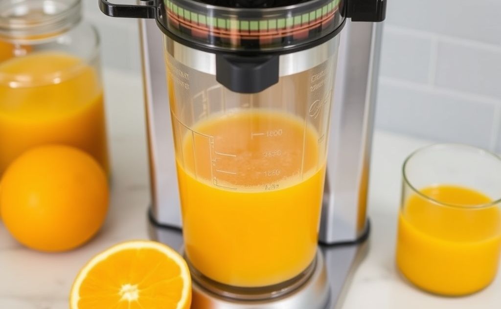 Making orange juice in a Champion Juicer