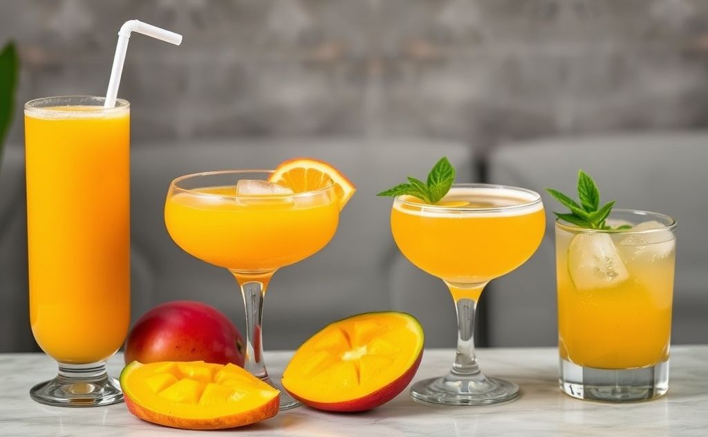 Mango juice paired with refreshing cocktails