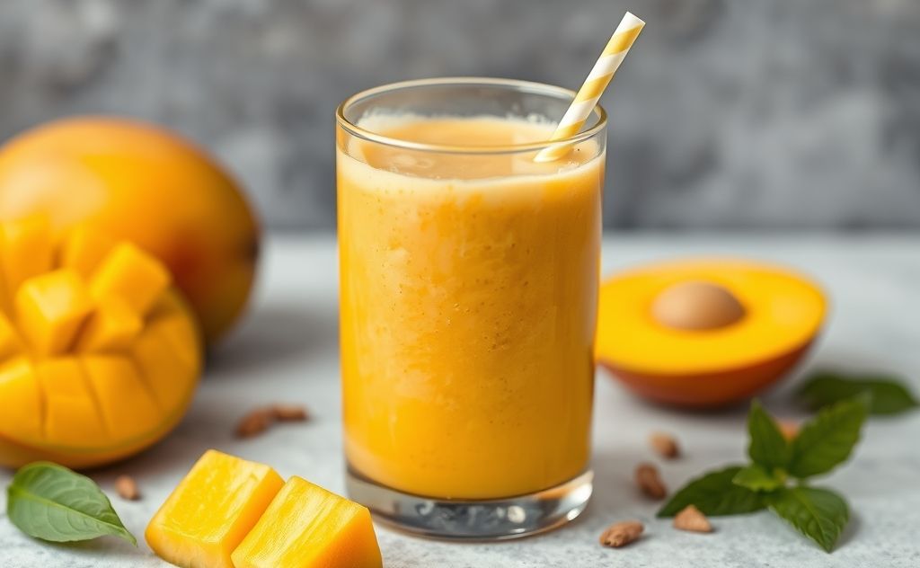 Mango smoothie with skin, fresh and nutritious blend