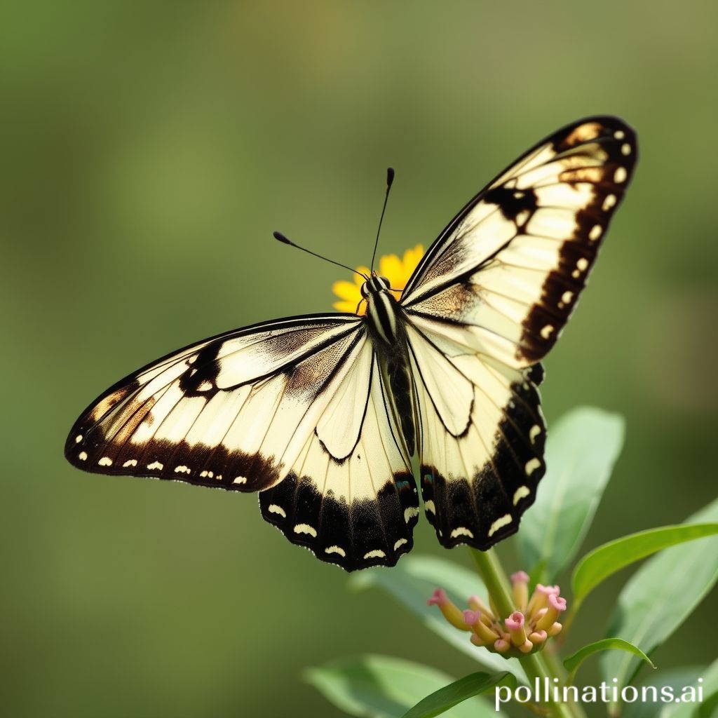 Mariposa cebra con alas blanca y negra a rayas