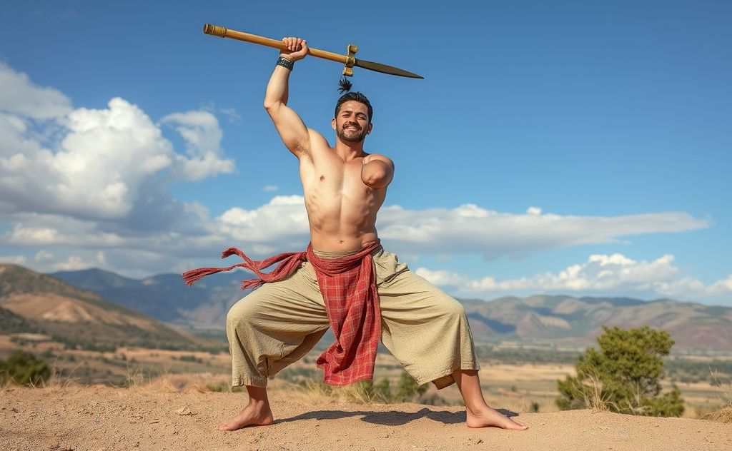 Master warrior poses with strength and grace