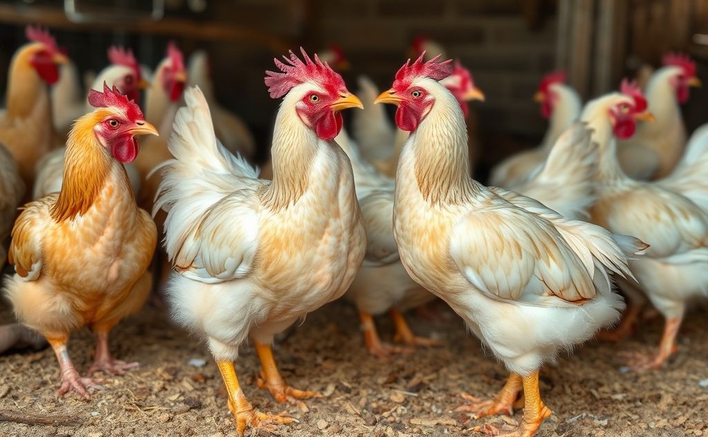 Mating process of chickens with cloacal kiss