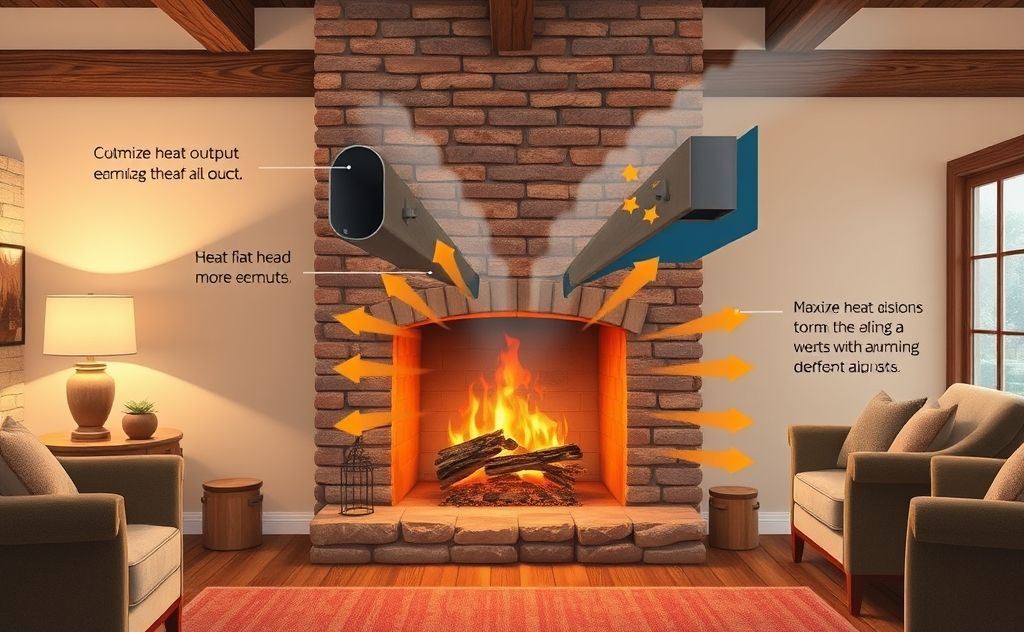 Maximize heat from wood burning fireplace airflow
