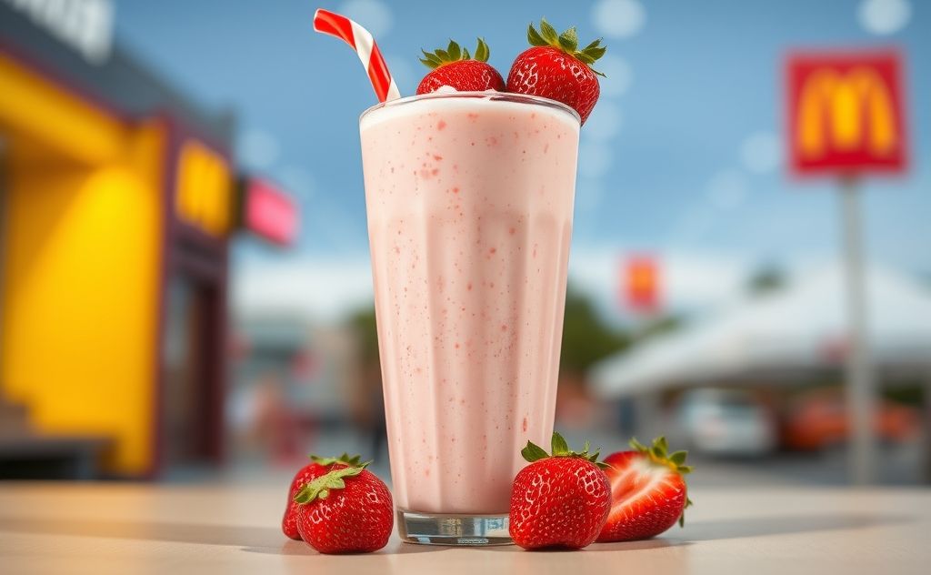 McDonald's delicious strawberry milkshake drink