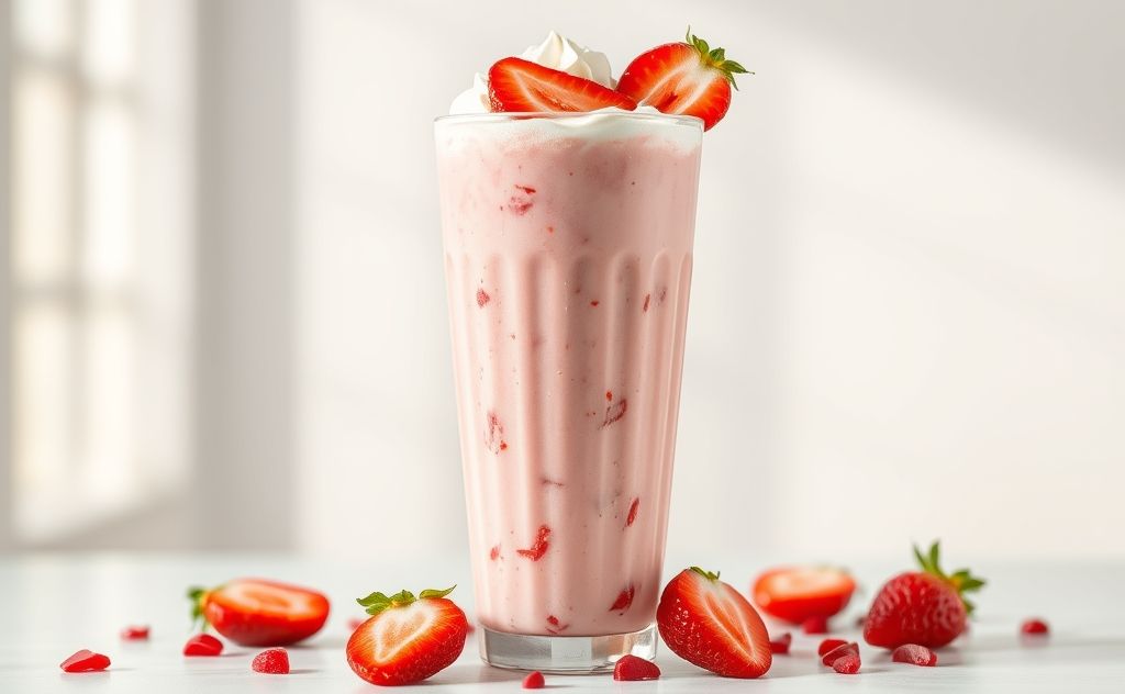 Mcdonald's Strawberry Milkshake with fruity textures