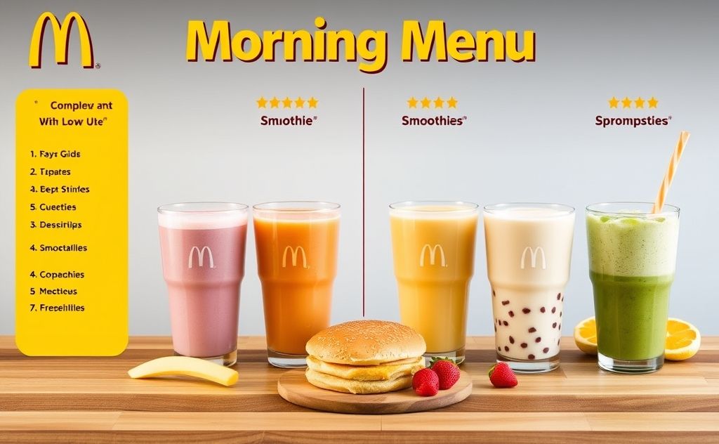 Mcdonald's morning menu with smoothies option