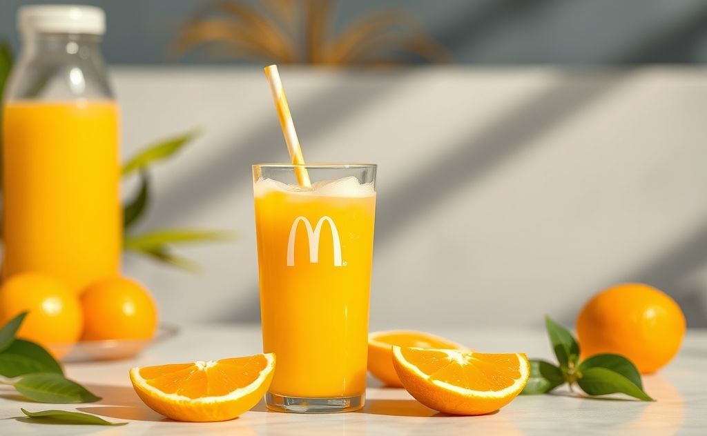 Mcdonald's orange juice in a refreshing setting