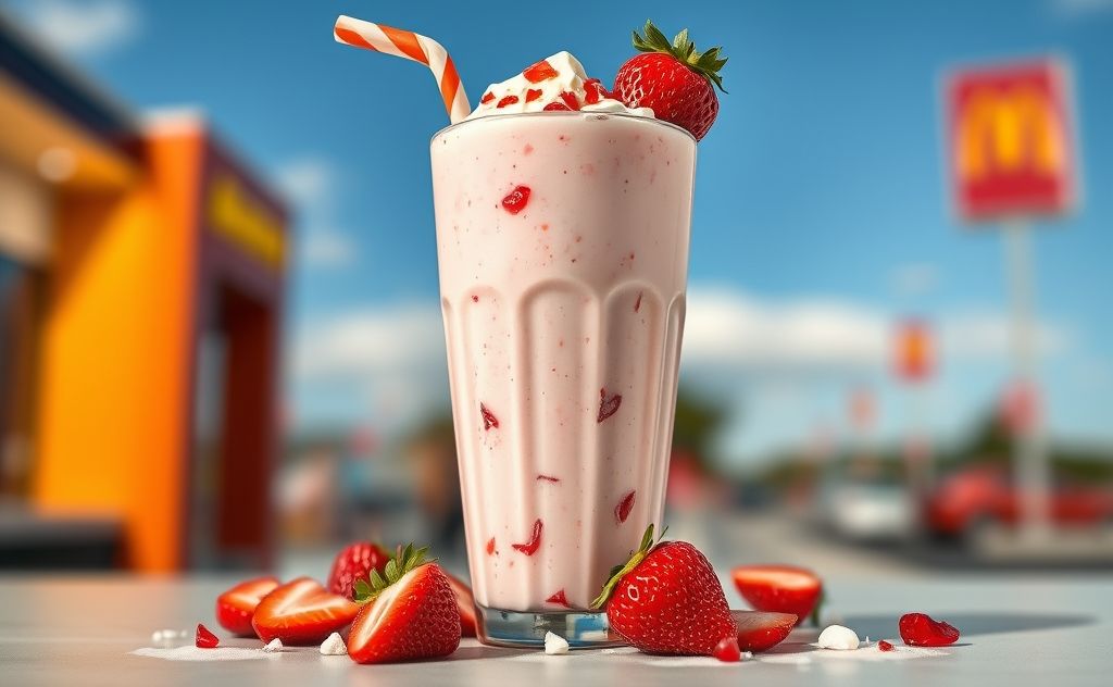 Mcdonalds strawberry milkshake with chunks